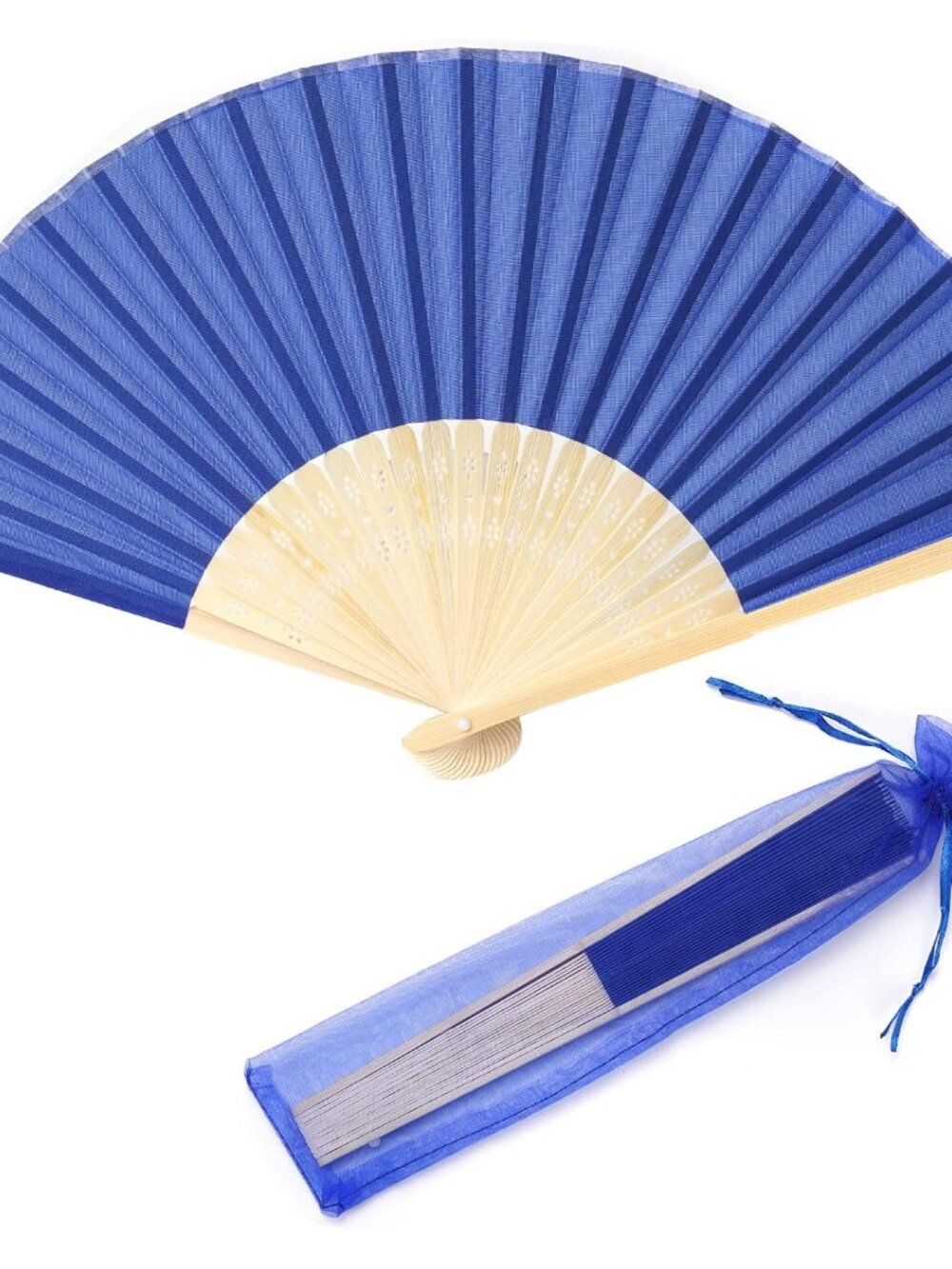 24pcs Imitated Silk Hand Fan Imitated Silk Fabric Bamboo Handheld Folded Fan Bri